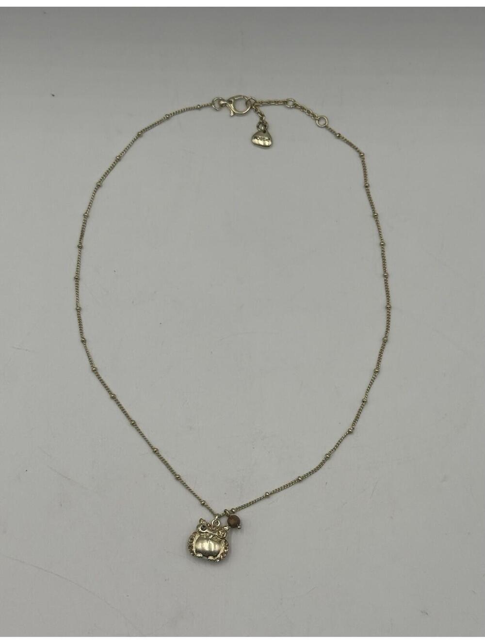 Fossil Owl Charm Necklace Minimal Woodland Chic Jewelry